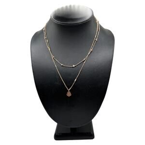 Kendra Scott Gold Multi-Strand Necklace with Hammered Pentagonal Pendant 16”-18”